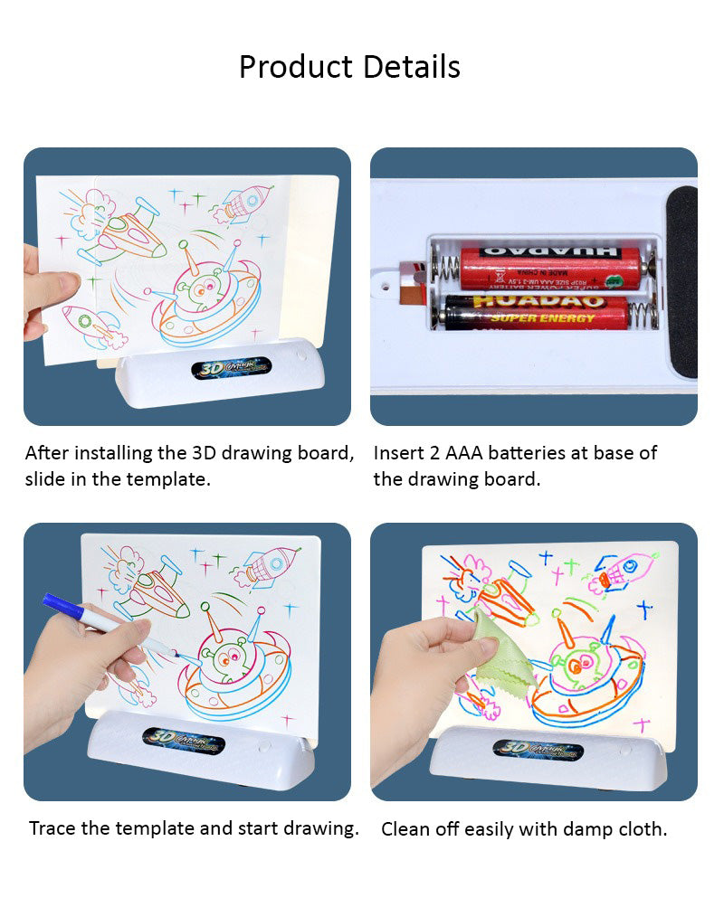 ZUSH - Papan Gambar Ajaib LED 3D: Luar Angkasa 