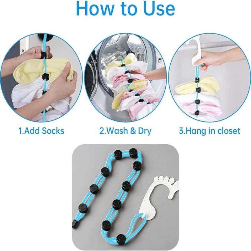 ZUSH - Socks Drying Rack Socks Storage Organizer Sock Laundry Rope Holder