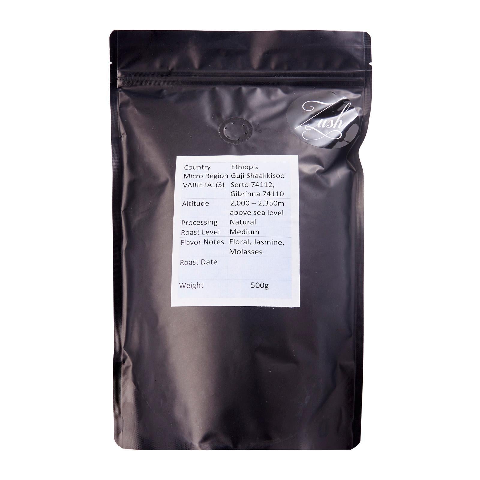 Kopi ZUSH - Biji Kopi Spesial, 100% Arabika, Dipanggang Sekaligus. ETIOPIA GUJI SHAAKKISOO