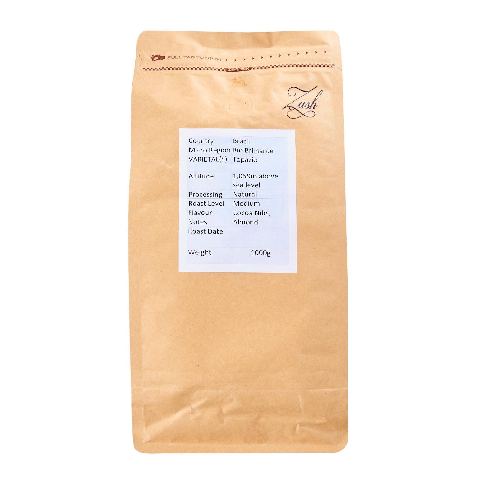 ZUSH Coffee - เมล็ดกาแฟชนิดพิเศษ อาราบิก้า 100% คั่วเป็นกลุ่ม บราซิล ริโอ บริลฮันเต