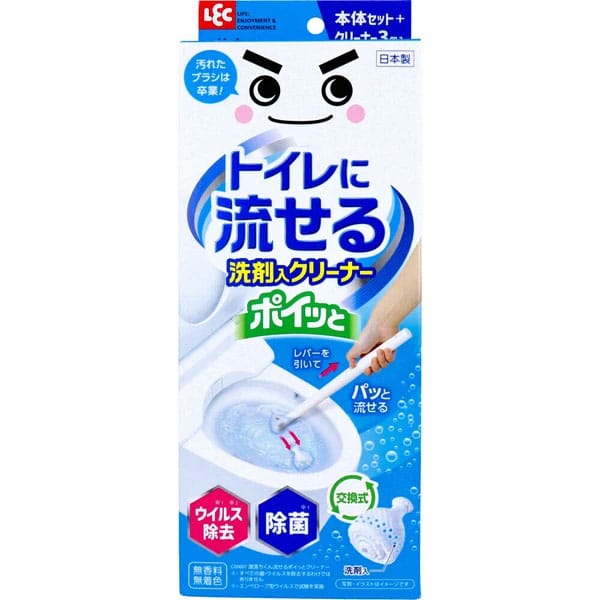 LEC Gekiochikun Disposable Toilet Cleaner with Detergent