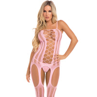Pink Lipstick - Fake News Bodystocking Costume OS (Pink) | Zush.sg