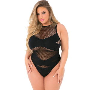 Pink Lipstick - X Rated Seamless Bodysuit Costume Queen (Black)