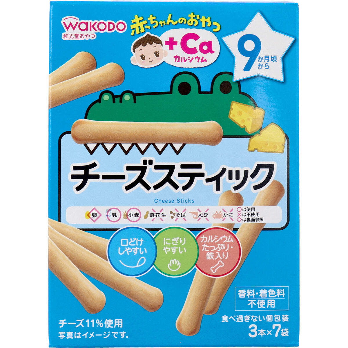 Wakodo - Baby Snacks + Ca Cheese Sticks Teether Biscuits 3 x 7 bags