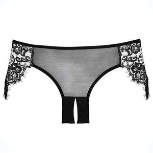 Allure Lingerie - Adore Lavish & Lace Crotchless Panty O/S (Black) | CherryAffairs Singapore