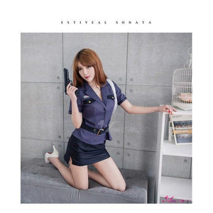 Anna Mu - Black And Gray Three Pieces Suit Police Outfit Cosplay Costume Set NA15030103 (Purple) | CherryAffairs Singapore