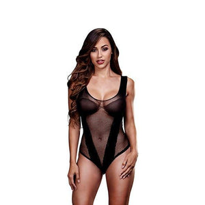 Baci - Fishnet Jacquard V Teddy One Size (Black) | Zush.sg