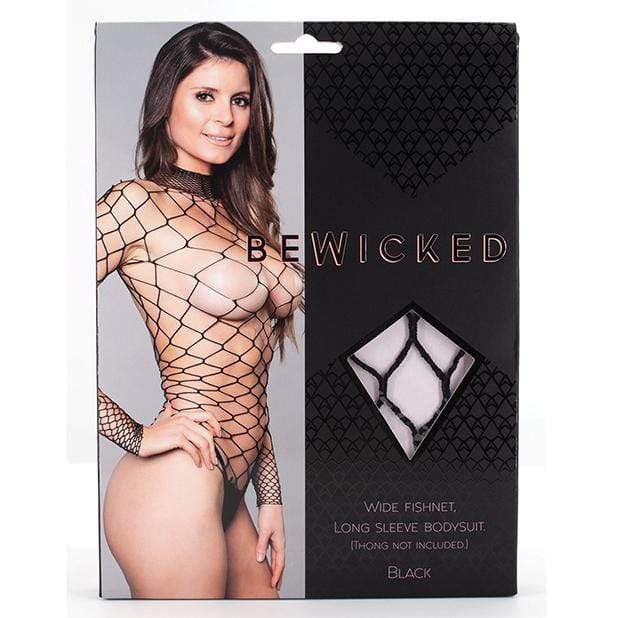 Be Wicked - Wide Fishnet, Long Sleeve Bodysuit O/S (Black) Costumes 797079102161 CherryAffairs