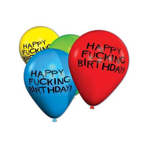 Candy Prints - 11" Happy Fucking Birthday Party Balloons Bag of 8 (Multi Colour) | Zush.sg