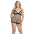 Coquette - Bold Mesh and Scallop Lace Babydoll and G String Chemise Queen (Brown) | Zush.sg