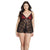 Coquette - Bold Stretch Lace Babydoll and G String Chemise Queen (Black) | Zush.sg