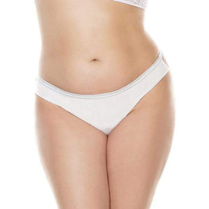 Coquette - Crushed Stretch Velvet Cage Back Panty XL (White) Lingerie (Non Vibration) 883124168609 CherryAffairs