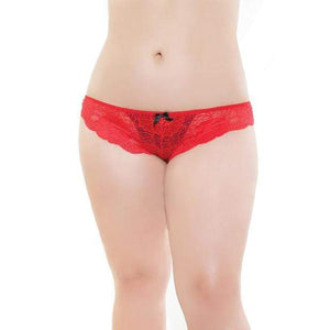 Coquette - Low Rise Stretch Lace and Satin Panty XL (Red/Black) | Zush.sg