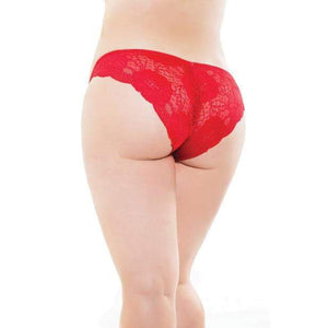 Coquette - Low Rise Stretch Lace and Satin Panty XL (Red/Black) Lingerie (Non Vibration) 883124152295 CherryAffairs