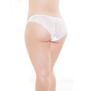 Coquette - Low Rise Stretch Lace and Satin Panty XL (White/Blue) Lingerie (Non Vibration) 883124152301 CherryAffairs