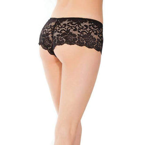 Coquette - Low Rise Stretch Scallop Lace Booty Short Panty O/S (Black) Lingerie (Non Vibration) 883124094250 CherryAffairs