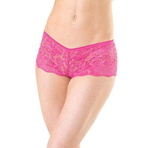 Coquette - Low Rise Stretch Scallop Lace Booty Short Panty O/S (Pink) | Zush.sg