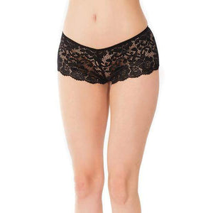 Coquette - Low Rise Stretch Scallop Lace Booty Short Panty XL (Black) | Zush.sg