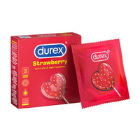 Durex - Strawberry Flavoured with Dots Textured Condoms 3s Condoms 9556108000493 CherryAffairs
