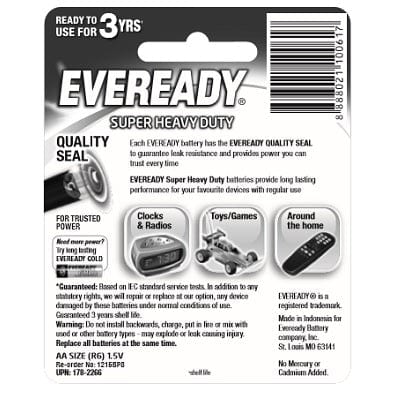 Eveready - Super Heavy Duty M1215 Battery Pack of 8 AA Battery 604560840 CherryAffairs