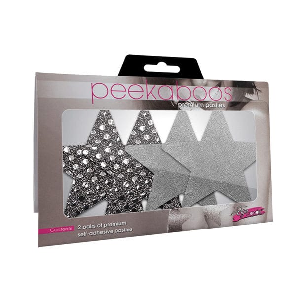 Eye Candy - Peekaboos Dark Angel Stars Pasties Nipple Covers Set of 2 (Silver) Nipple Covers 726633973473 CherryAffairs