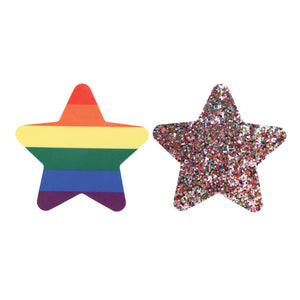 Eye Candy - Peekaboos Pride Rainbow Glitter Stars Pasties Nipple Covers Pack of 2 (Rainbow) Nipple Covers 848416006427 CherryAffairs