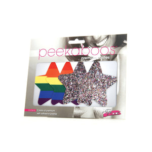 Eye Candy - Peekaboos Pride Rainbow Glitter Stars Pasties Nipple Covers Pack of 2 (Rainbow) Nipple Covers 848416006427 CherryAffairs