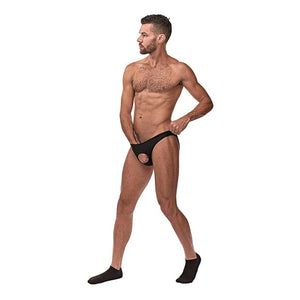 Male Power - Nylon Spandex Pouchless Brief Underwear O/S (Black) Gay Pride Underwear 845830041522 CherryAffairs