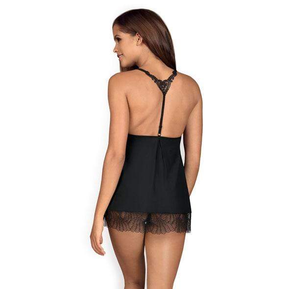 Obsessive - Chiccanta Babydoll and Thong Chemise S/M (Black) | Zush.sg