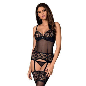 Obsessive - Letica Corset and Thong Costume S/M (Black) | Zush.sg
