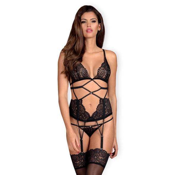 Obsessive - Mixty Corset and Thong Costume S/M (Black) | Zush.sg