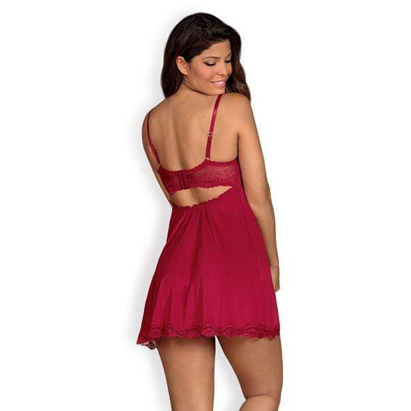 Obsessive - Rosalyne Babydoll and Thong Chemise S/M (Red) Chemises 5901688224137 CherryAffairs
