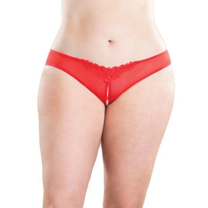 Oh La La Cheri - Crotchless Thong with Pearls 1X/2X (Red) | Zush.sg