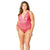 Oh la la cheri - Soft Edged Galloon Lace Teddy with Adjustable Straps and Snaps Crotch 1X (Pink) | Zush.sg
