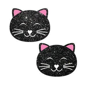 Pastease - Premium Glitter Black Cat Pasties Nipple Covers O/S (Black) Nipple Covers 013189317432 CherryAffairs