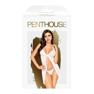 Penthouse - After Sunset Ruffle Babydoll with Thong Chemise L/XL (White) Chemises 4061504004457 CherryAffairs