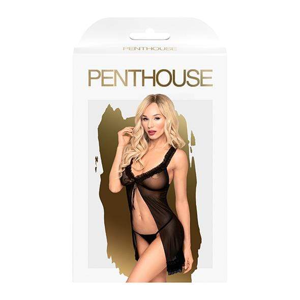 Penthouse - After Sunset Ruffle Babydoll with Thong Chemise S/M (Black) Chemises 4061504004372 CherryAffairs