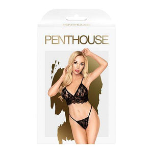 Penthouse - Double Spice Lace Triangle Lingerie Bralette Set M/L (Black) Lingerie 4061504005355 CherryAffairs