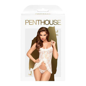 Penthouse - Flawless Love Babydoll with Thong Chemise M/L (White) Chemises 409446413 CherryAffairs