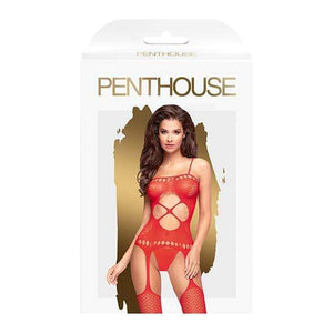 Penthouse - Hot Nightfall Geometric Net Bodystocking Costume XL (Red) Costumes 4061504005034 CherryAffairs