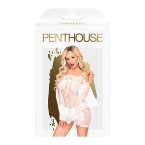 Penthouse - Lip Smacker Mesh Lace Chemise M/L (White) Chemises 4061504005416 CherryAffairs