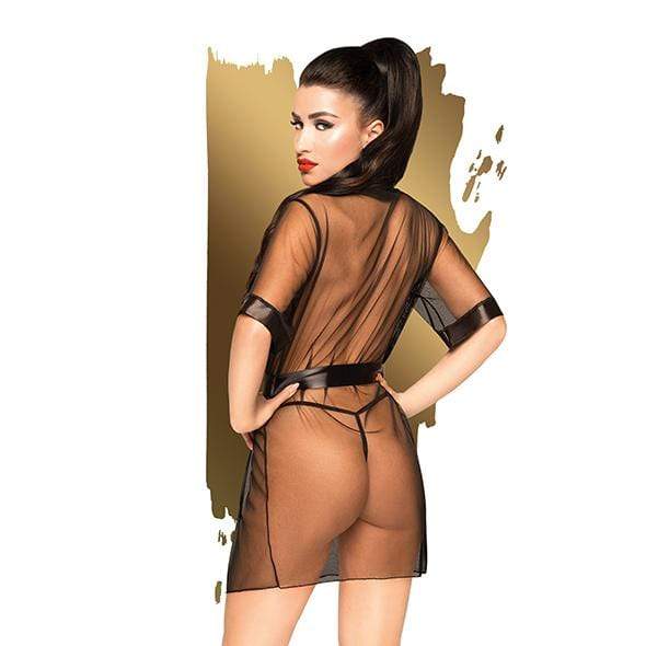 Penthouse - Midnight Mirage Mesh Satin Kimono XL (Black) Costumes 4061504005973 CherryAffairs