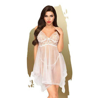 Penthouse - Naughty Doll Lace Babydoll with Thong Chemise L/XL (White) Chemises 4061504006307 CherryAffairs