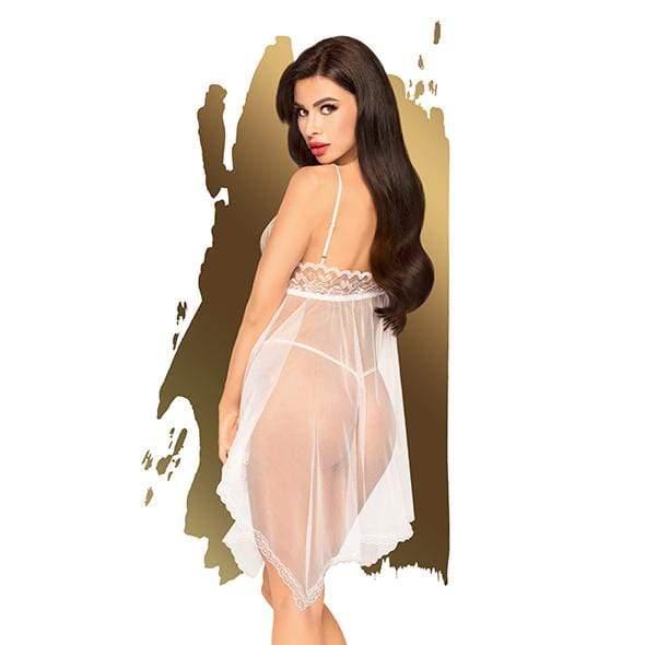 Penthouse - Naughty Doll Lace Babydoll with Thong Chemise L/XL (White) Chemises 4061504006307 CherryAffairs
