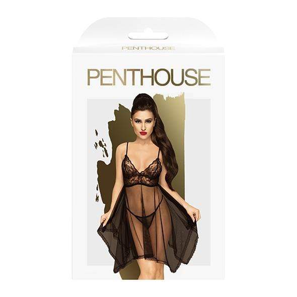 Penthouse - Naughty Doll Lace Babydoll with Thong Chemise M/L (Black) Chemises 4061504006260 CherryAffairs