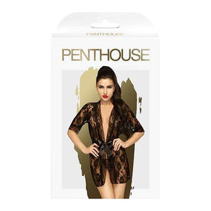 Penthouse - Sweet Retreat Lace Kimono XL (Black) Costumes 4061504006567 CherryAffairs