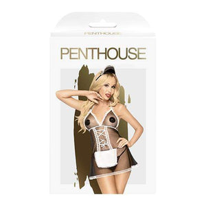 Penthouse - Teaser Mesh Babydoll with Thong Maid Costume L/XL (Black) Costumes 409467398 CherryAffairs