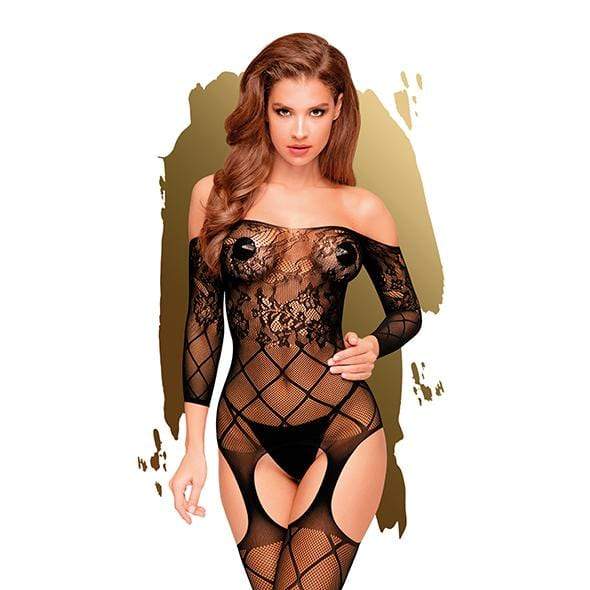 Penthouse - Top Notch Long Sleeved Lace Bodystocking Costume S-L (Black) Costumes 4061504005201 CherryAffairs