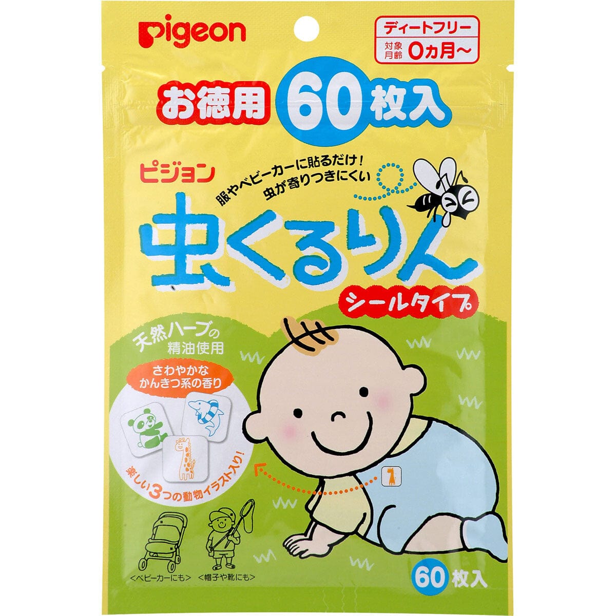 Pigeon - Baby Insect Repellent Essential Oil Mosquito Patch (60 Pieces) Insect Repellent Patch 4902508210096 CherryAffairs