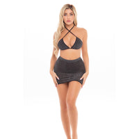 Pink Lipstick - Black Cherry 2Pc Skirt Costume Set O/S (Black) Dresses 0196018134360 CherryAffairs